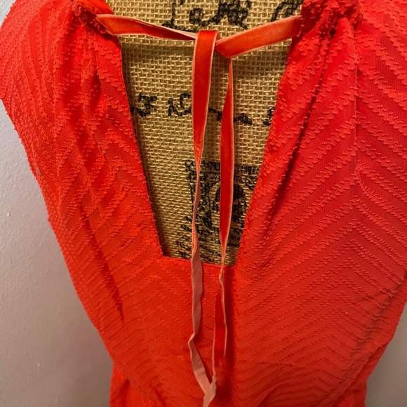 A New Day Red Orange Herringbone Tie Back Dress - Size L - Picture 6 of 7